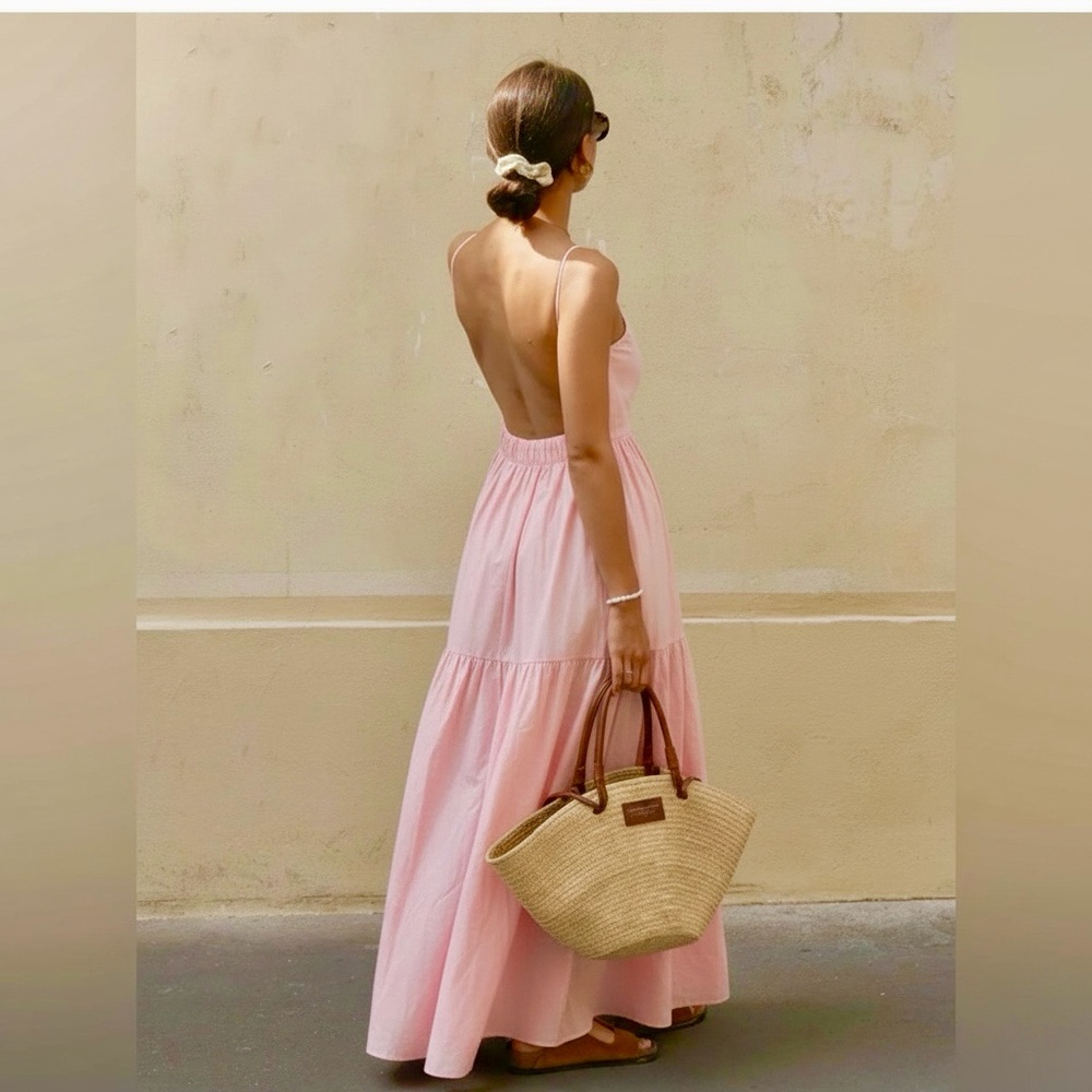 Commense Solid Backless Long Dress - Picture 4 of 15